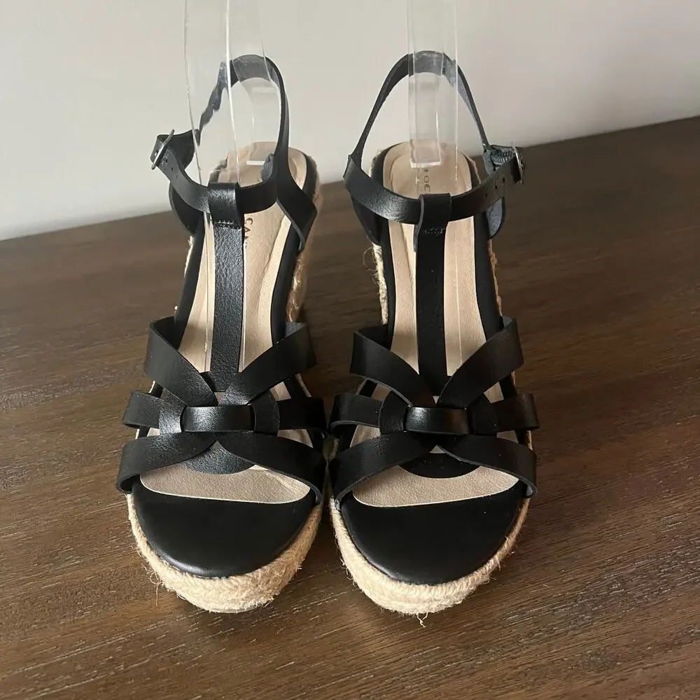 Rock‎ & Candy Woman’s Fola Espadrille Black Wedge Sandal- Size 8